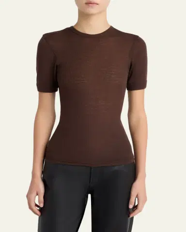 Versace Crewneck Ribbed Wool Tee | Thumbnail 4
