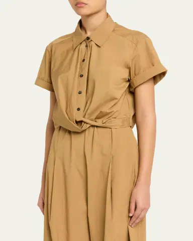 A.L.C. Lily Cropped Twist-Front Poplin Shirt | Thumbnail 8 A.L.C. Lily Cropped Twist-Front Poplin Shirt | Thumbnail 8