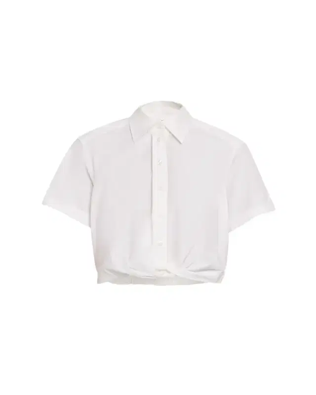 Lily Cropped Twist-Front Poplin Shirt