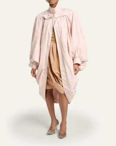 Chloé Balloon-Sleeve Oversized Cotton Cocoon Coat | Thumbnail 2 Chloé Balloon-Sleeve Oversized Cotton Cocoon Coat | Thumbnail 2