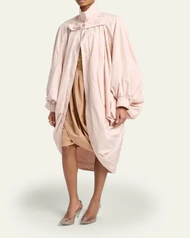 Chloé Balloon-Sleeve Oversized Cotton Cocoon Coat | Thumbnail 4 Chloé Balloon-Sleeve Oversized Cotton Cocoon Coat | Thumbnail 4