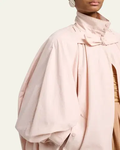 Chloé Balloon-Sleeve Oversized Cotton Cocoon Coat | Thumbnail 5 Chloé Balloon-Sleeve Oversized Cotton Cocoon Coat | Thumbnail 5