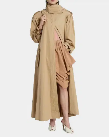 Chloé Balloon-Sleeve Oversized Cotton Cocoon Coat | Thumbnail 6 Chloé Balloon-Sleeve Oversized Cotton Cocoon Coat | Thumbnail 6