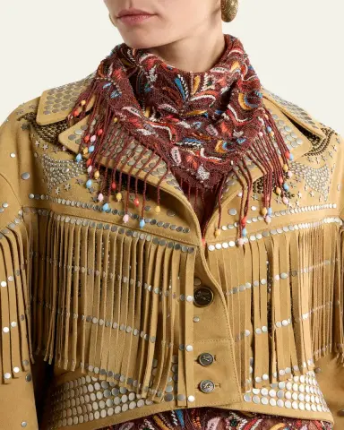 Etro Embroidered Lace Beaded Foulard | Thumbnail 2 Etro Embroidered Lace Beaded Foulard | Thumbnail 2