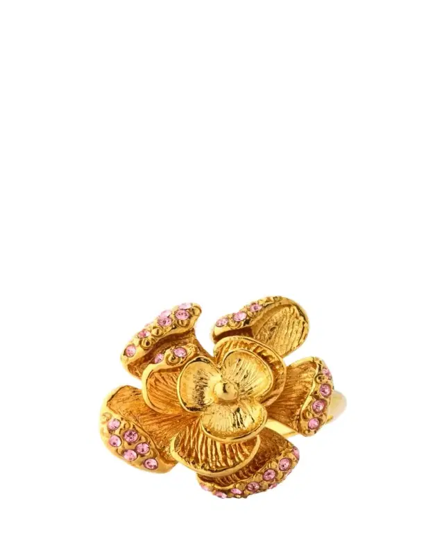 Oscar de la Renta Rose Ring with Pave Crystals