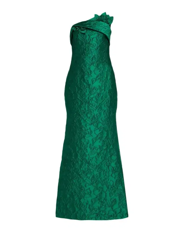 Strapless Floral Jacquard Trumpet Gown