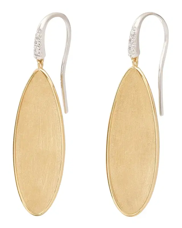 18K Gold Lunaria Twist Petal Drop Earrings with Diamonds