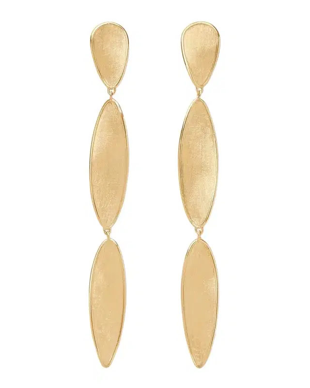 18K Yellow Gold Lunaria Twist Triple Drop Earrings