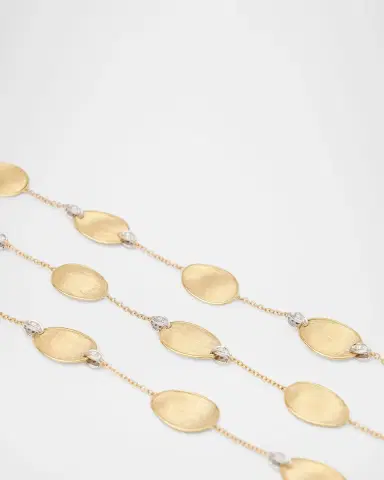 Marco Bicego 18K Gold Lunaria Long Necklace with Diamond Accents | Thumbnail 3