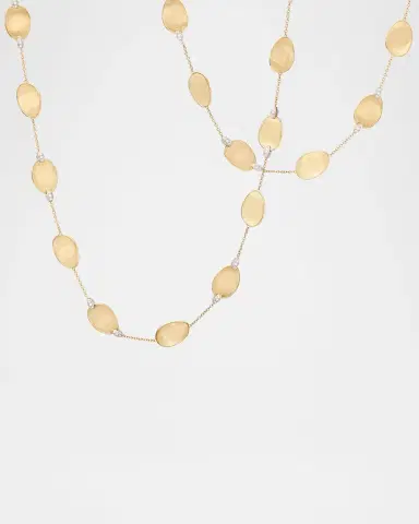 Marco Bicego 18K Gold Lunaria Long Necklace with Diamond Accents | Thumbnail 4