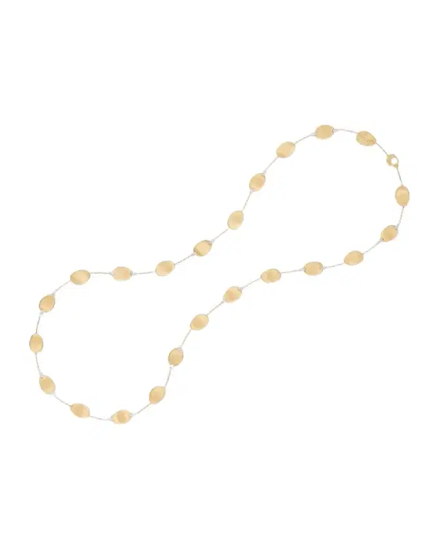18K Gold Lunaria Long Necklace with Diamond Accents