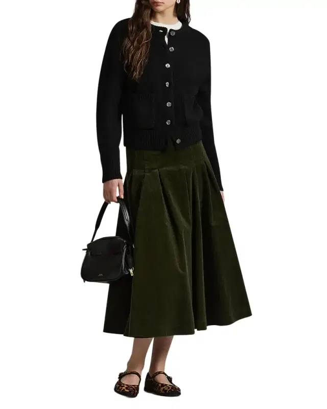 Pleated Corduroy Skirt