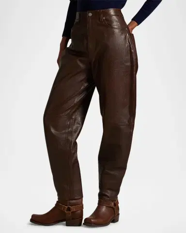 Polo Ralph Lauren Curved Tapered Leather Pants | Thumbnail 4 Polo Ralph Lauren Curved Tapered Leather Pants | Thumbnail 4