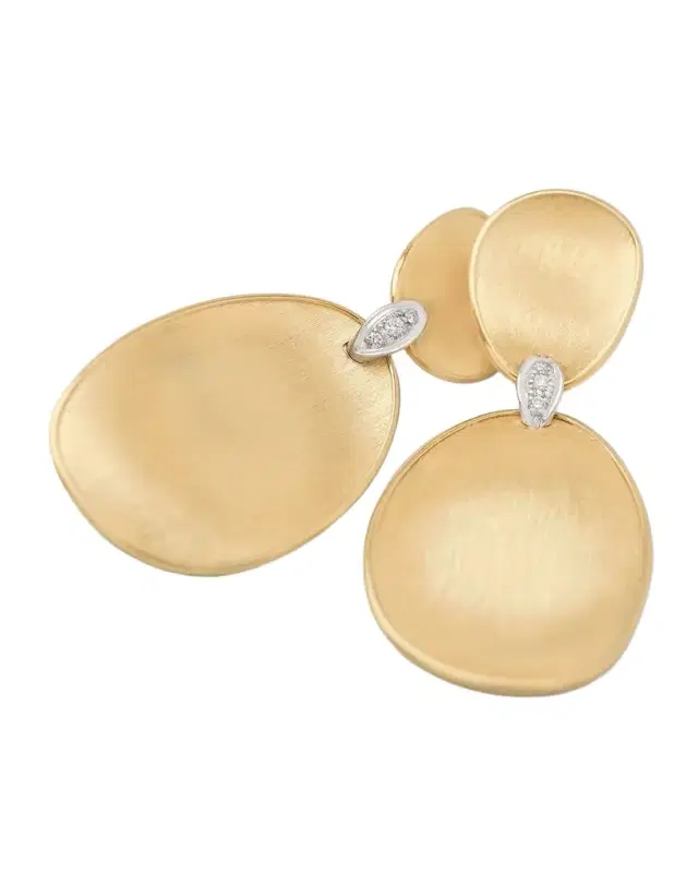18K Gold Lunaria Two-Drop Earrings with Diamonds