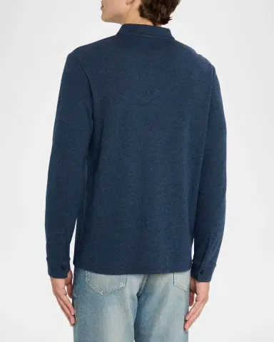 Vince Men's Heathered Long-Sleeve Polo Shirt | Thumbnail 2