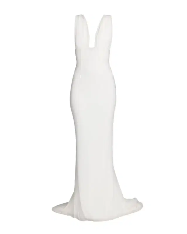 Plunging Sleeveless Sculpted Trumpet Gown