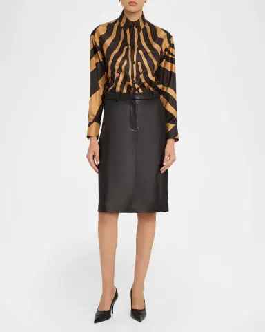 Ferragamo Zebra Silk Twill Button-Down Shirt | Thumbnail 2 Ferragamo Zebra Silk Twill Button-Down Shirt | Thumbnail 2