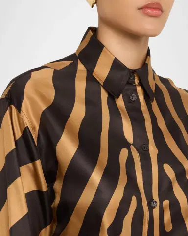 Ferragamo Zebra Silk Twill Button-Down Shirt | Thumbnail 5 Ferragamo Zebra Silk Twill Button-Down Shirt | Thumbnail 5