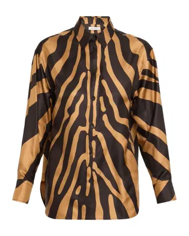 Ferragamo Zebra Silk Twill Button-Down Shirt | Thumbnail 1 Ferragamo Zebra Silk Twill Button-Down Shirt | Thumbnail 1