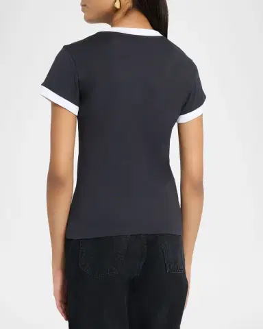 Ganni Cotton-Jersey Logo Ringer Tee | Thumbnail 3