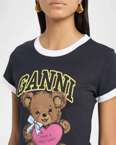Ganni Cotton-Jersey Logo Ringer Tee | Thumbnail 5