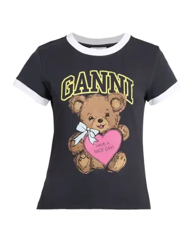 Ganni Cotton-Jersey Logo Ringer Tee | Thumbnail 1