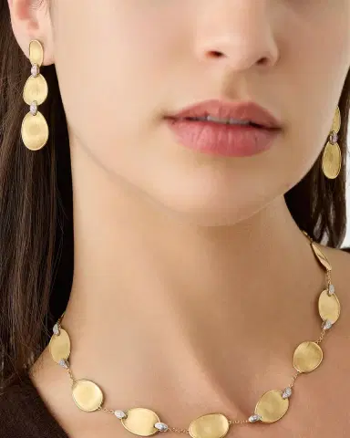Marco Bicego 18K Gold Lunaria Three-Drop Earrings with Diamonds | Thumbnail 3 Marco Bicego 18K Gold Lunaria Three-Drop Earrings with Diamonds | Thumbnail 3