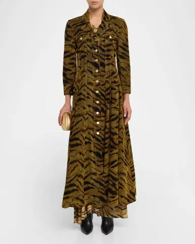 Ganni Tiger-Print Denim Maxi Dress | Thumbnail 2 Ganni Tiger-Print Denim Maxi Dress | Thumbnail 2
