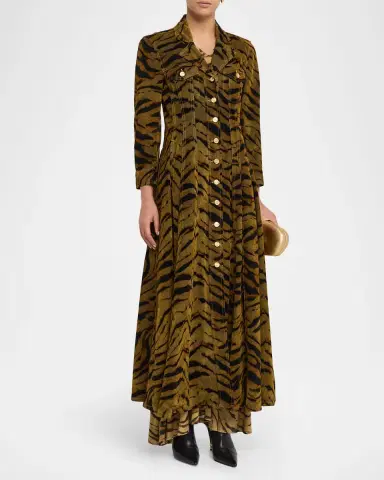 Ganni Tiger-Print Denim Maxi Dress | Thumbnail 4 Ganni Tiger-Print Denim Maxi Dress | Thumbnail 4