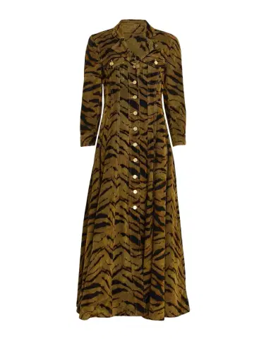 Ganni Tiger-Print Denim Maxi Dress | Thumbnail 1 Ganni Tiger-Print Denim Maxi Dress | Thumbnail 1