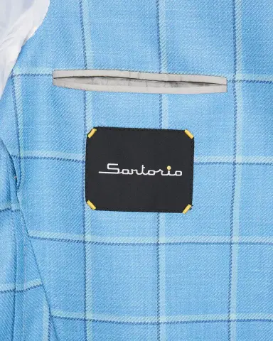 Sartorio Men's Light Blue Large Windowpane Sport Coat | Thumbnail 6 Sartorio Men's Light Blue Large Windowpane Sport Coat | Thumbnail 6
