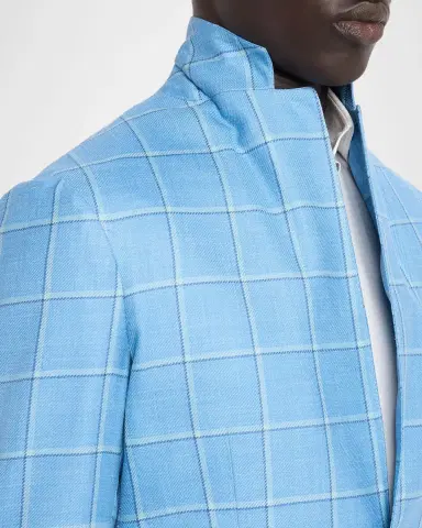 Sartorio Men's Light Blue Large Windowpane Sport Coat | Thumbnail 7 Sartorio Men's Light Blue Large Windowpane Sport Coat | Thumbnail 7