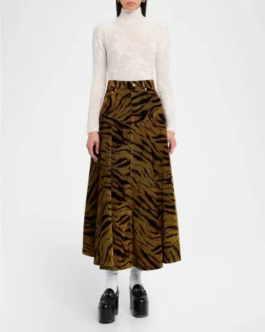 Ganni Tiger-Print Denim maxi Skirt | Thumbnail 2 Ganni Tiger-Print Denim maxi Skirt | Thumbnail 2