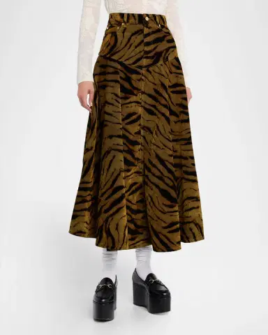 Ganni Tiger-Print Denim maxi Skirt | Thumbnail 4 Ganni Tiger-Print Denim maxi Skirt | Thumbnail 4