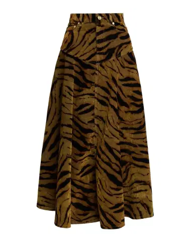 Ganni Tiger-Print Denim maxi Skirt | Thumbnail 1 Ganni Tiger-Print Denim maxi Skirt | Thumbnail 1