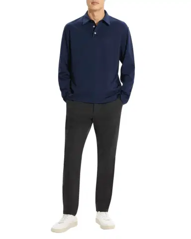 Theory Men's City Cotton Long-Sleeve Polo Shirt | Thumbnail 1