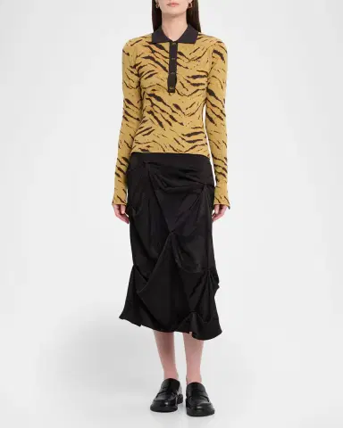 Ganni Fluid Satin Jacquard Draped Skirt | Thumbnail 2 Ganni Fluid Satin Jacquard Draped Skirt | Thumbnail 2