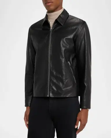 Rag & Bone Men 's Melrose Full-Zip Leather Jacket | Thumbnail 3