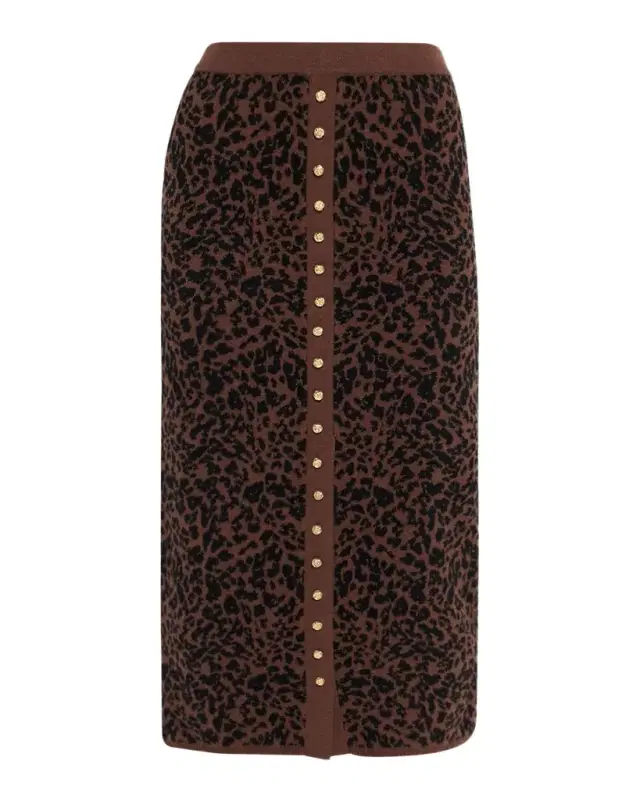 Primrose Knit Leopard Midi Skirt