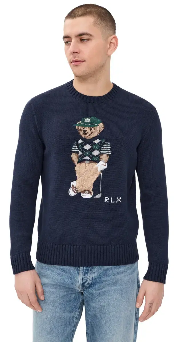 Cotton Coolmax Novelty Bear Sweater Refined Navy