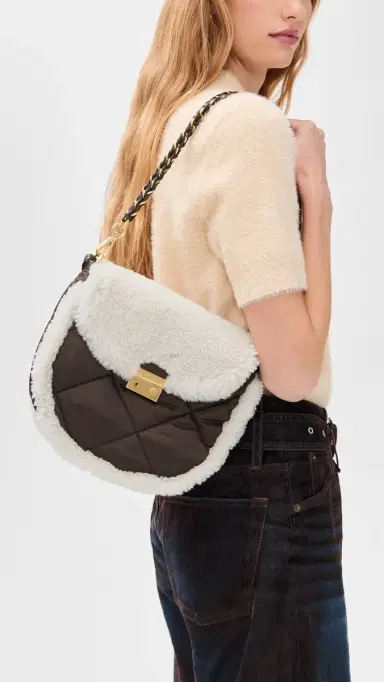 MZ Wallace Crosby Lock Saddle Bag Shearling/Walnut One Size | Thumbnail 3 MZ Wallace Crosby Lock Saddle Bag Shearling/Walnut One Size | Thumbnail 3