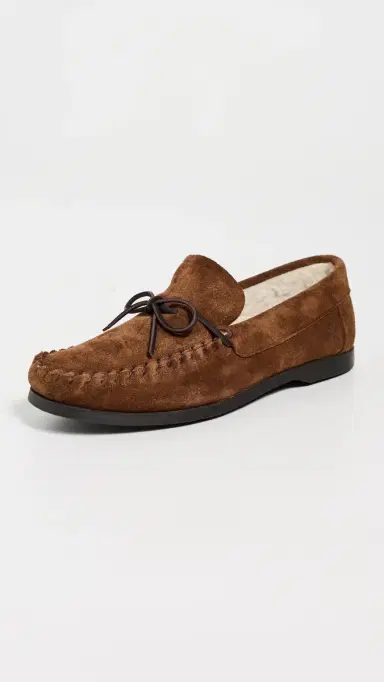 MANEBI Fleece Lined Moccasin Slippers Tobacco 43 | Thumbnail 2