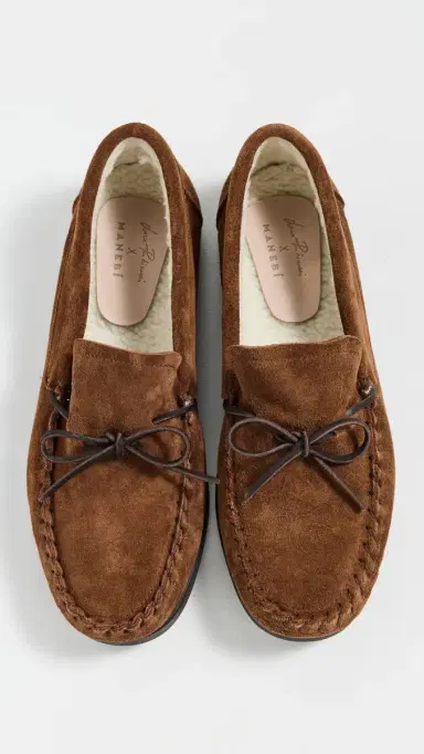 MANEBI Fleece Lined Moccasin Slippers Tobacco 43 | Thumbnail 4