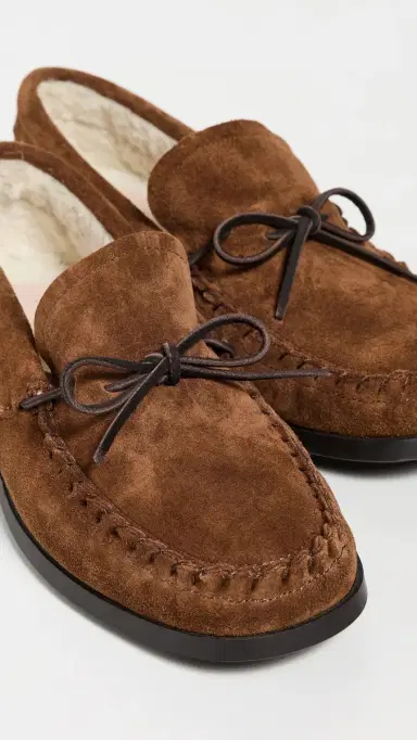 MANEBI Fleece Lined Moccasin Slippers Tobacco 43 | Thumbnail 5