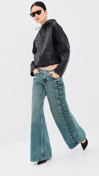 Stella McCartney Laced Denim Wide Leg Jeans | Thumbnail 2 Stella McCartney Laced Denim Wide Leg Jeans | Thumbnail 2