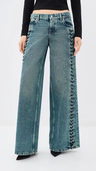 Stella McCartney Laced Denim Wide Leg Jeans | Thumbnail 3 Stella McCartney Laced Denim Wide Leg Jeans | Thumbnail 3