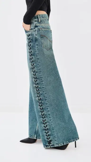 Stella McCartney Laced Denim Wide Leg Jeans | Thumbnail 5 Stella McCartney Laced Denim Wide Leg Jeans | Thumbnail 5
