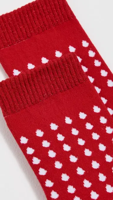 Stems Dots Crew Socks Red White One Size | Thumbnail 3