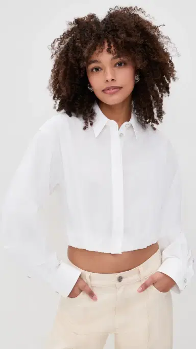 Helmut Lang Cropped Gathered Shirt White | Thumbnail 2