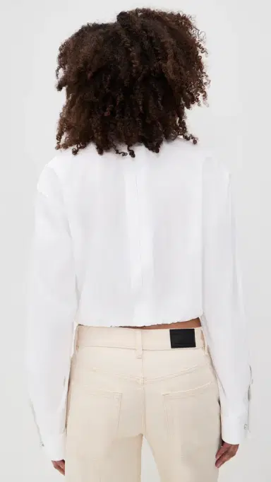 Helmut Lang Cropped Gathered Shirt White | Thumbnail 3
